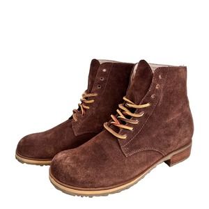 Anthropologie Gee Wawa Boots Harleen Suede Leather Brown Lace Up Low Size 7.5